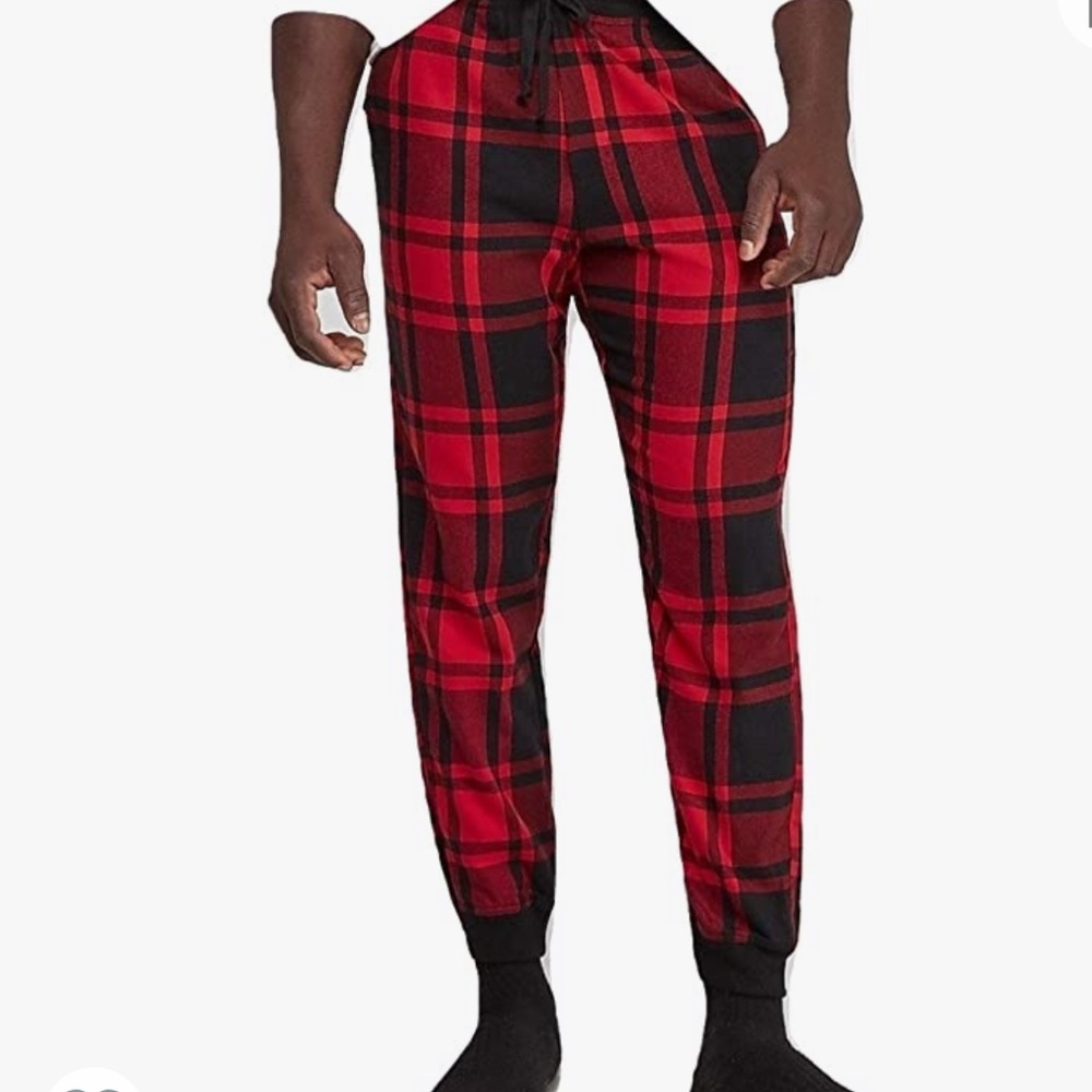 Express Red & Black Buffalo Plaid Joggers